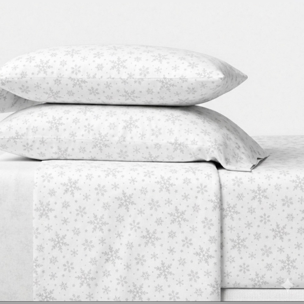 NEW Wondershop Snowflake Flannel Queen Sheet Set 100% Cotton Cozy Winter Soft